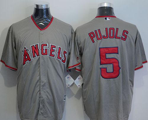 Angels of Anaheim #5 Albert Pujols Grey New Cool Base Stitched MLB Jersey